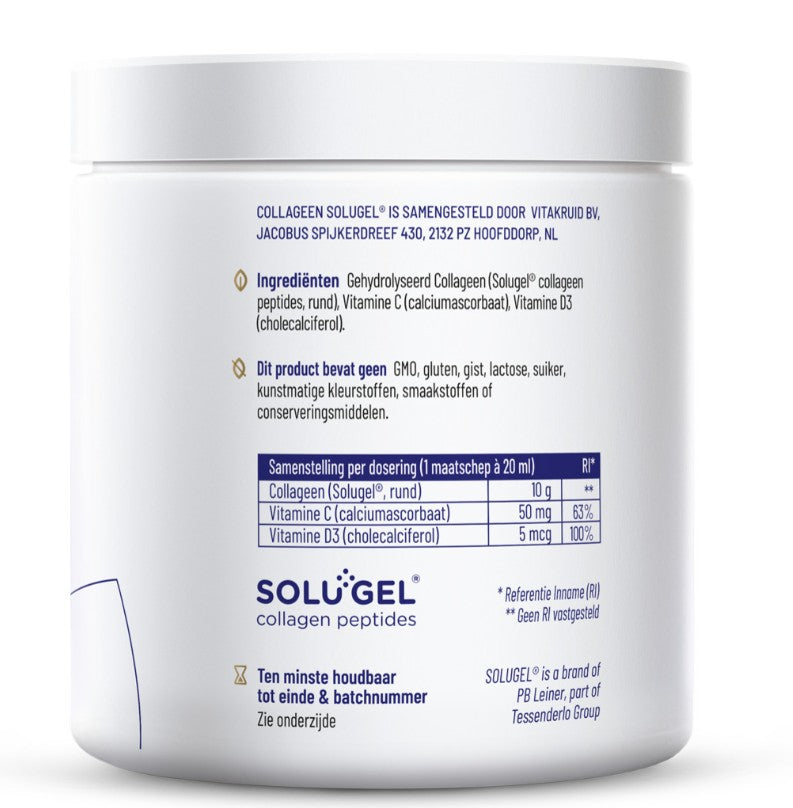 Tijdelijk verkrijgbaar: Vitakruid Collageen Solugel poeder met vitamine C & D